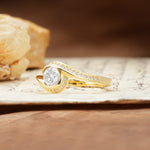 Unique Pavé-Set Spiral Round Cut Moissanite Engagement Ring - Additional view