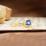 Unique Pavé-Set Spiral Round Cut Sapphire Engagement Ring - Additional view