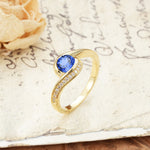 Unique Pavé-Set Spiral Round Cut Sapphire Engagement Ring - Additional view