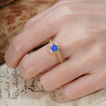 Unique Pavé-Set Spiral Round Cut Sapphire Engagement Ring - Additional view
