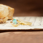 Unique Pavé-Set Spiral Round Cut Fire Opal Engagement Ring - Additional view