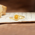Unique Pavé-Set Spiral Round Cut Citrine Engagement Ring - Additional view