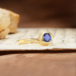 Unique Pavé-Set Spiral Round Cut Tanzanite Engagement Ring - Additional view