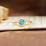Unique Pavé-Set Spiral Round Cut Turquoise Engagement Ring - Additional view