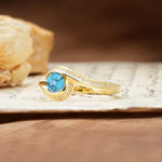 Unique Pavé-Set Spiral Round Cut Turquoise Engagement Ring - Additional view