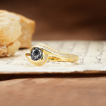 Unique Pavé-Set Spiral Round Cut Black Rutilated Quartz Engagement Ring - Additional view