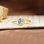 Unique Pavé-Set Spiral Round Cut Moss Agate Engagement Ring - Additional view
