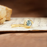 Unique Pavé-Set Spiral Round Cut Moss Agate Engagement Ring - Additional view