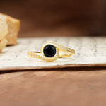 Unique Pavé-Set Spiral Round Cut Black Onyx Engagement Ring - Additional view