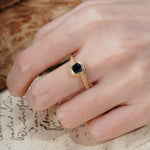Unique Pavé-Set Spiral Round Cut Black Onyx Engagement Ring - Additional view
