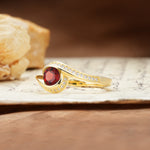 Unique Pavé-Set Spiral Round Cut Garnet Engagement Ring - Additional view