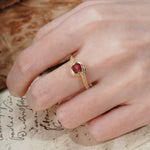 Unique Pavé-Set Spiral Round Cut Garnet Engagement Ring - Additional view