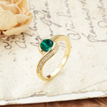 Unique Pavé-Set Spiral Round Cut Emerald Engagement Ring - Additional view