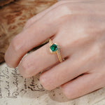 Unique Pavé-Set Spiral Round Cut Emerald Engagement Ring - Additional view