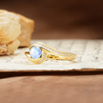 Unique Pavé-Set Spiral Round Cut Moonstone Engagement Ring - Additional view
