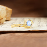 Unique Pavé-Set Spiral Round Cut Moonstone Engagement Ring - Additional view