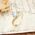 Unique Pavé-Set Spiral Round Cut Moonstone Engagement Ring - Additional view