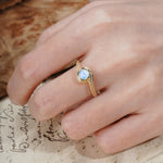 Unique Pavé-Set Spiral Round Cut Moonstone Engagement Ring - Additional view