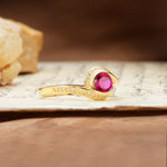 Unique Pavé-Set Spiral Round Cut Ruby Engagement Ring - Additional view