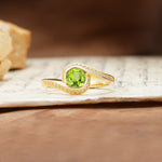 Unique Pavé-Set Spiral Round Cut Peridot Engagement Ring - Additional view