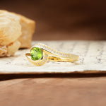 Unique Pavé-Set Spiral Round Cut Peridot Engagement Ring - Additional view
