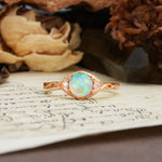 Retro Twisted Demon's Eye — 6-Prong Round Cut Fire Opal Engagement Ring - Additional view