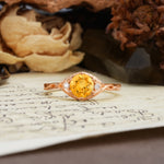 Retro Twisted Demon's Eye — 6-Prong Round Cut Citrine Engagement Ring - Additional view