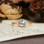 Retro Twisted Demon's Eye — 6-Prong Round Cut Moss Agate Engagement Ring - Additional view