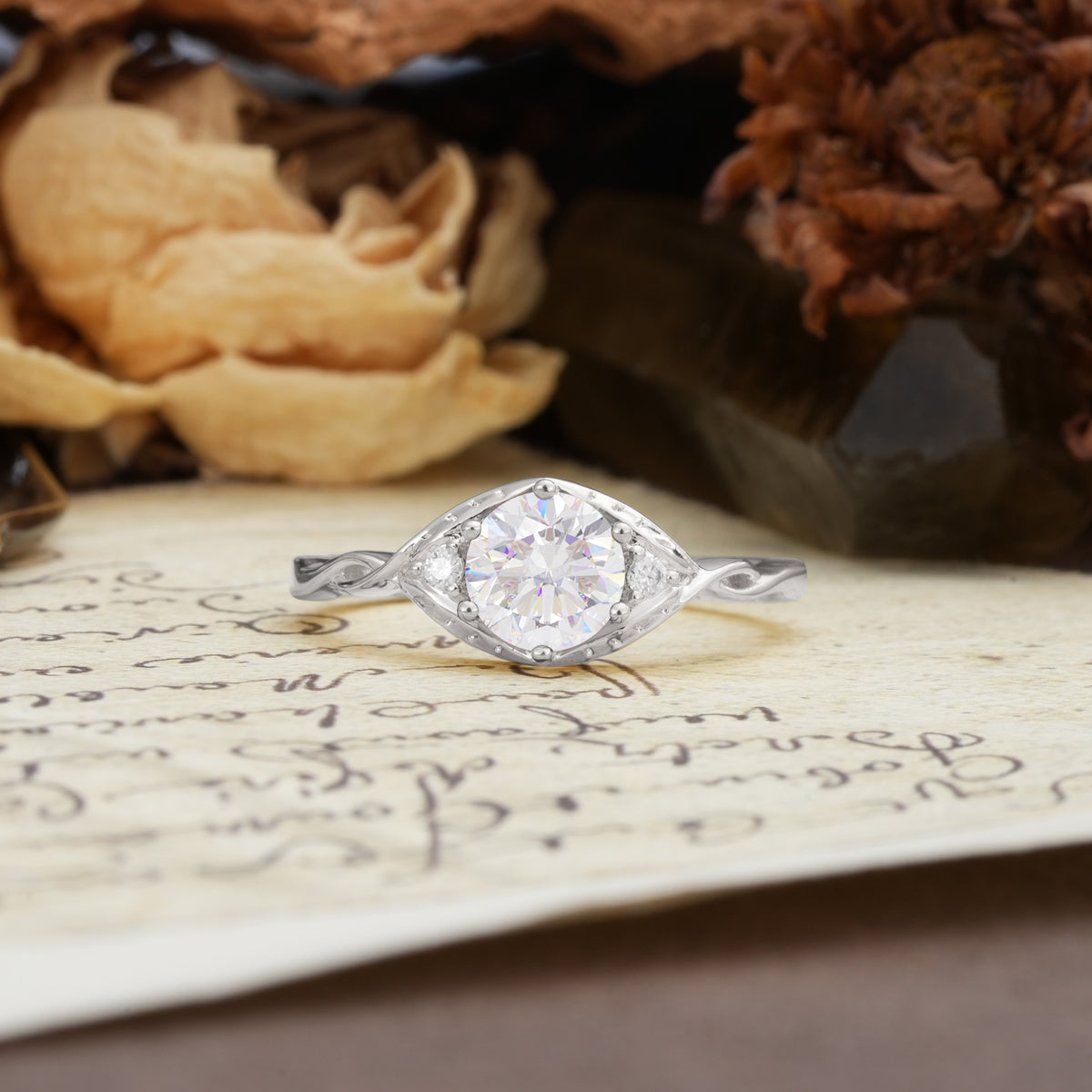 Retro Twisted Demon's Eye — 6-Prong Round Cut Moissanite Engagement Ring - Additional view
