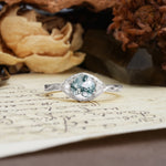 Retro Twisted Demon's Eye — 6-Prong Round Cut Moss Agate Engagement Ring - Additional view