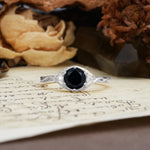Retro Twisted Demon's Eye — 6-Prong Round Cut Black Onyx Engagement Ring - Additional view
