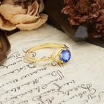 Retro Twisted Demon's Eye — 6-Prong Round Cut Sapphire Engagement Ring - Additional view