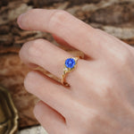 Retro Twisted Demon's Eye — 6-Prong Round Cut Sapphire Engagement Ring - Additional view