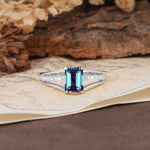 Unique and Luxurious 4-Prong Emerald Cut Alexandrite Engagement Ring - Additional view
