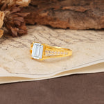 Unique and Luxurious 4-Prong Emerald Cut Moissanite Engagement Ring - Additional view