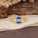 Unique and Luxurious 4-Prong Emerald Cut Sapphire Engagement Ring - Additional view