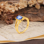 Unique and Luxurious 4-Prong Emerald Cut Sapphire Engagement Ring - Additional view