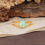 Unique and Luxurious 4-Prong Emerald Cut Fire Opal Engagement Ring - Additional view