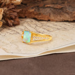 Unique and Luxurious 4-Prong Emerald Cut Fire Opal Engagement Ring - Additional view