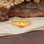 Unique and Luxurious 4-Prong Emerald Cut Citrine Engagement Ring - Additional view