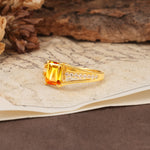 Unique and Luxurious 4-Prong Emerald Cut Citrine Engagement Ring - Additional view
