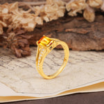 Unique and Luxurious 4-Prong Emerald Cut Citrine Engagement Ring - Additional view
