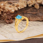 Unique and Luxurious 4-Prong Emerald Cut Turquoise Engagement Ring - Additional view