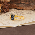 Unique and Luxurious 4-Prong Emerald Cut Black Rutilated Quartz Engagement Ring - Additional view