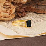 Unique and Luxurious 4-Prong Emerald Cut Black Onyx Engagement Ring - Additional view