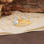 Unique and Luxurious 4-Prong Emerald Cut Lab Diamond Engagement Ring - Additional view