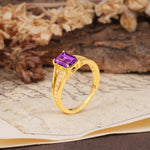 Unique and Luxurious 4-Prong Emerald Cut Amethyst Engagement Ring - Additional view