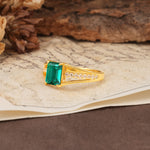 Unique and Luxurious 4-Prong Emerald Cut Emerald Engagement Ring - Additional view
