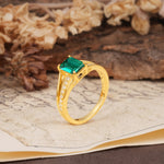 Unique and Luxurious 4-Prong Emerald Cut Emerald Engagement Ring - Additional view
