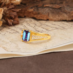 Unique and Luxurious 4-Prong Emerald Cut Alexandrite Engagement Ring - Additional view